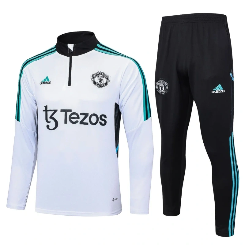 Manchester United 23/24 Half-Zip Training Top and Pants Set White B718