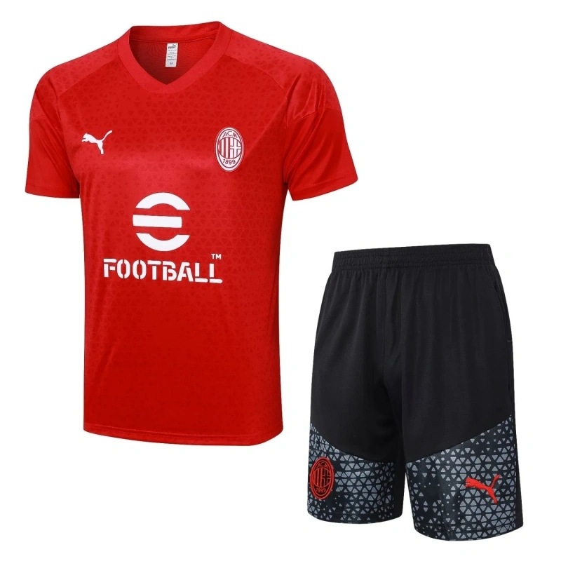 AC Milan 23/24 Training Shirt and Shorts Set Red D941