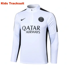 Kids PSG 23/24 Half-Zip Training Sweatshirt and Pants Set White E789