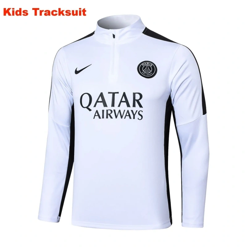 Kids PSG 23/24 Half-Zip Training Sweatshirt and Pants Set White E789