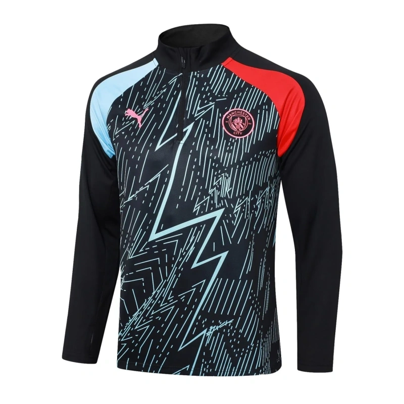 Manchester City 23/24 Half-Zip Training Top and Pants Set Black B759 - PM