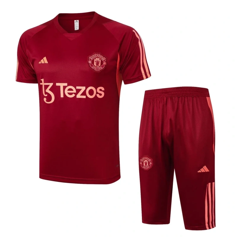 Manchester United 23/24 Training Shirt and 3/4 Pants Set Blue D955