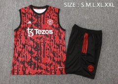 Manchester United 23/24 Sleeveless Jersey and Shorts Set Red D986 - PM
