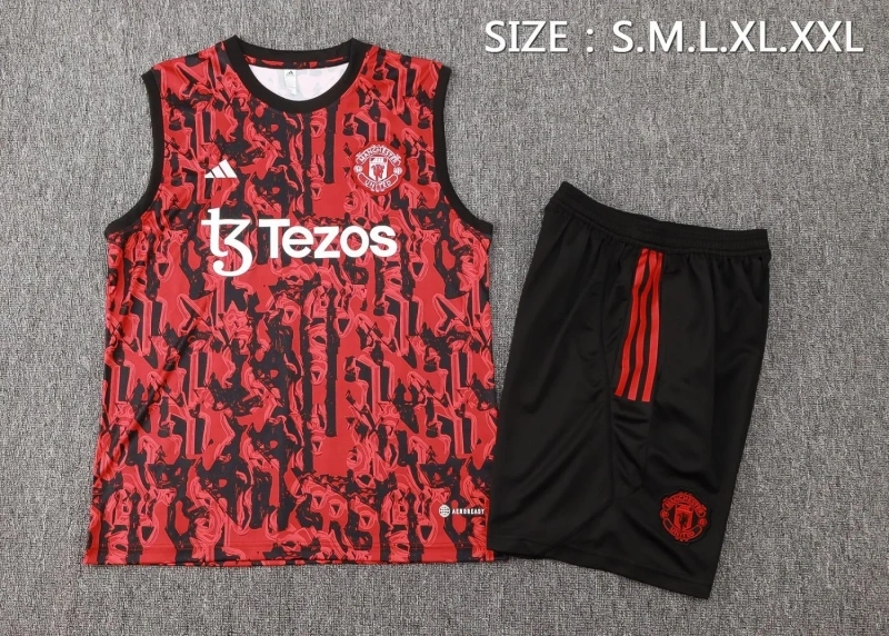 Manchester United 23/24 Sleeveless Jersey and Shorts Set Red D986 - PM