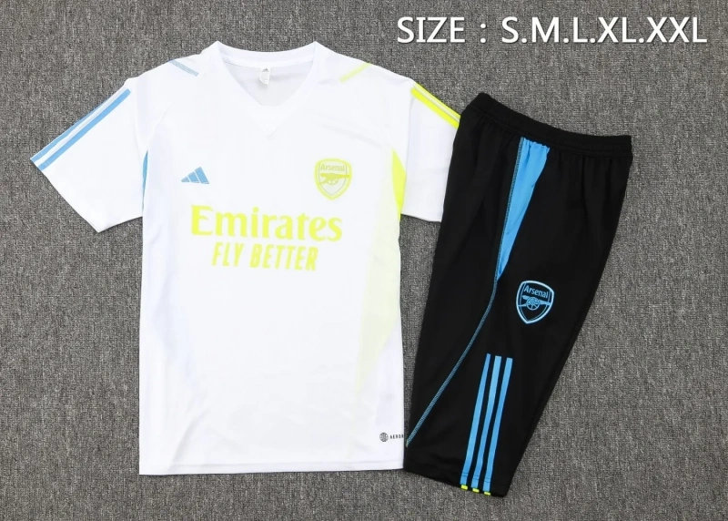 Arsenal 23/24 Training Shirt and 3/4 Pants Set White D947