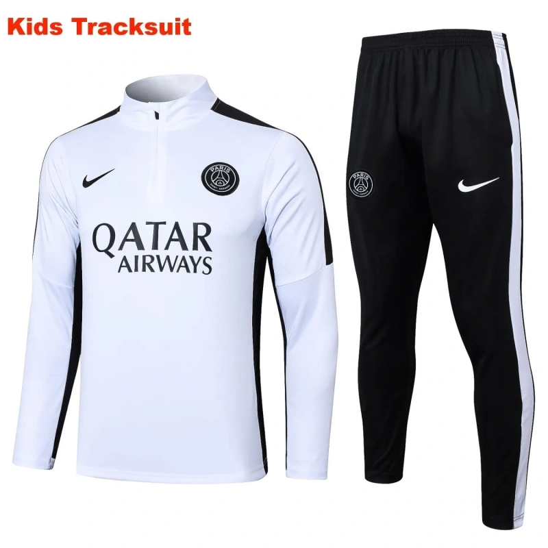 Kids PSG 23/24 Half-Zip Training Sweatshirt and Pants Set White E789