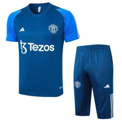 Manchester United 23/24 Training Shirt and 3/4 Pants Set Blue D943