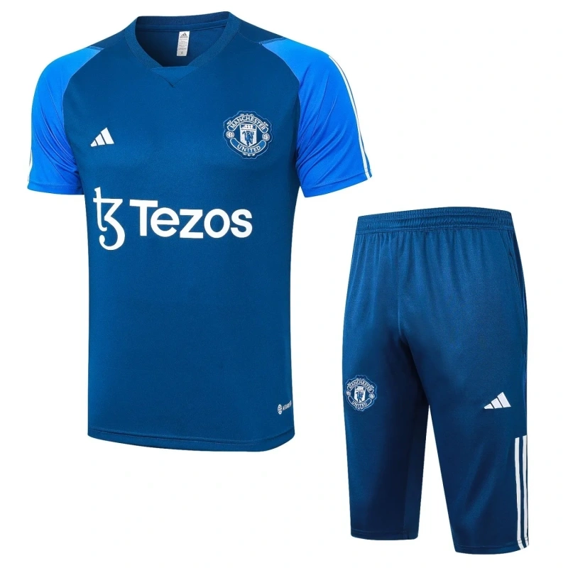 Manchester United 23/24 Training Shirt and 3/4 Pants Set Blue D943