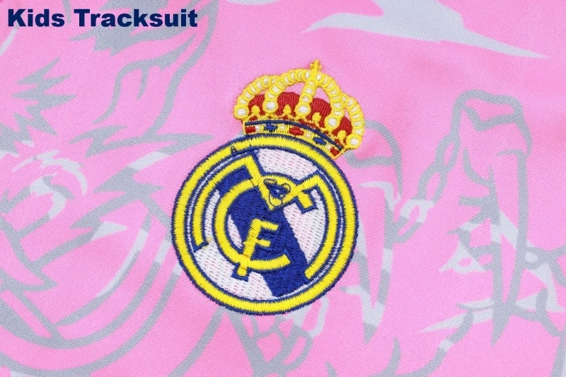 Kids Real Madrid 23/24 Half-Zip Training Sweatshirt and Pants Set Pink E769 - PM