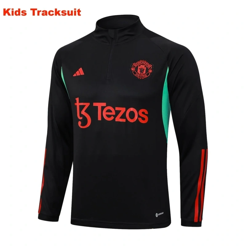 Kids Manchester United 23/24 Half-Zip Training Sweatshirt and Pants Set Black E712