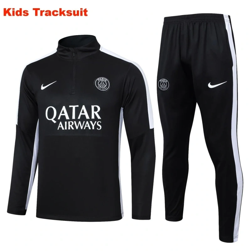 Kids PSG 23/24 Half-Zip Training Sweatshirt and Pants Set Black E778