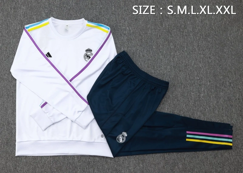 Real Madrid 23/24 Training LS Shirt and Pants Set White B761