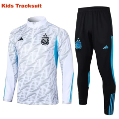 Kids Argentina 23/24 Half-Zip Training Top and Pants Set White E766 - PM