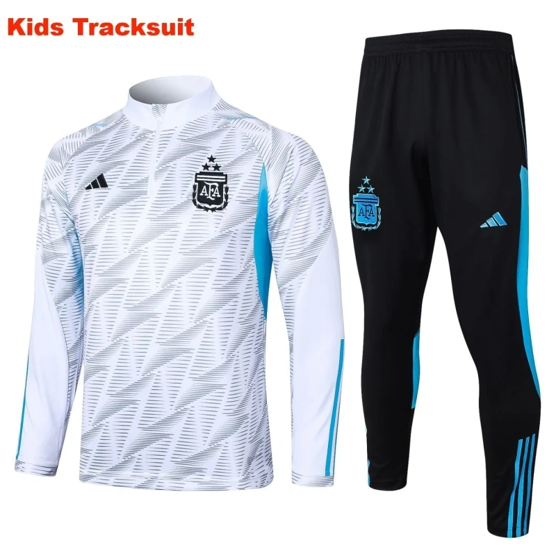 Kids Argentina 23/24 Half-Zip Training Top and Pants Set White E766 - PM