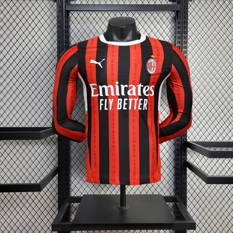 AC Milan Home player long sleeve 24/25 Football Team Shirt Jersey