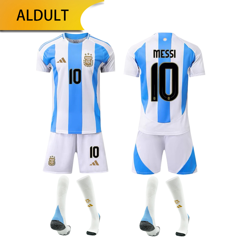 Argentina home  24/25 shirt+shorts+sock kit Football team shirt Jersey