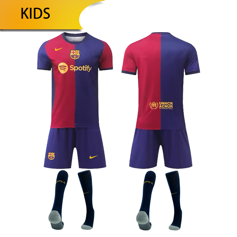 Barcelona home KIDS 24/25 shirt+shorts+sock kit Football team shirt Jersey