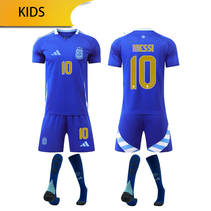 Argentina away KIDS 24/25 shirt+shorts+sock kit Football team shirt Jersey