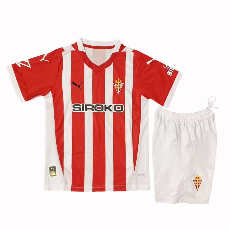 KIDS Sporting Gijon home 24/25 shirt+shorts kit football team shirt Jersey