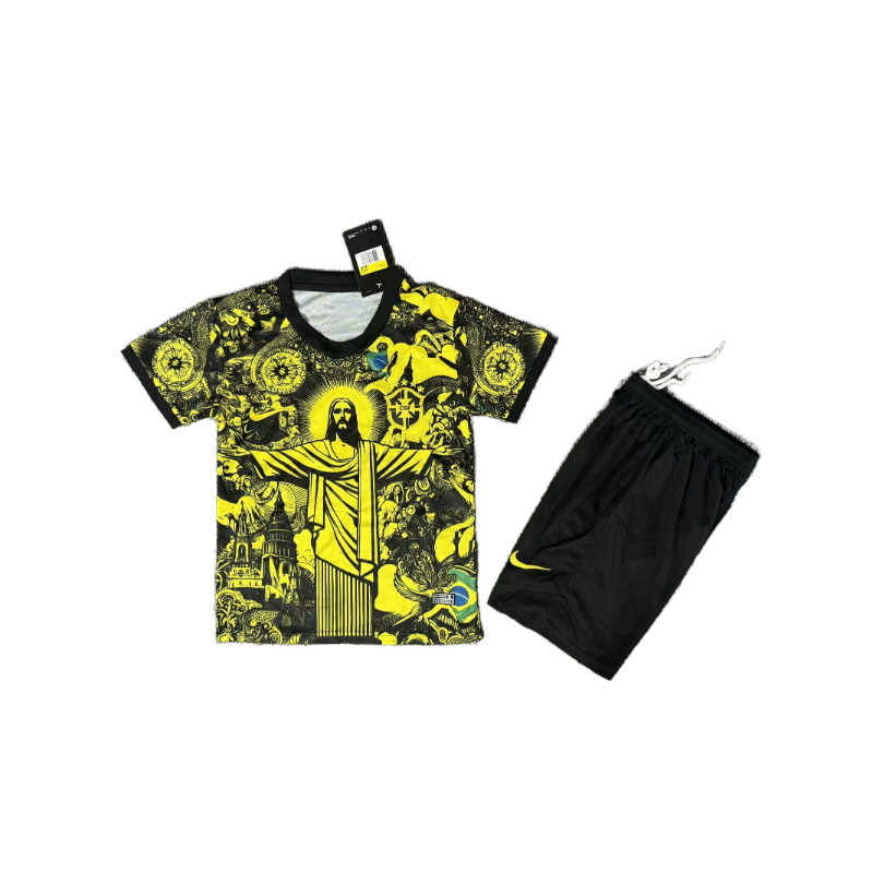 KIDS Brazil Jesus Memorial Edition 24/25 shirt+shorts kit football team shirt Jersey