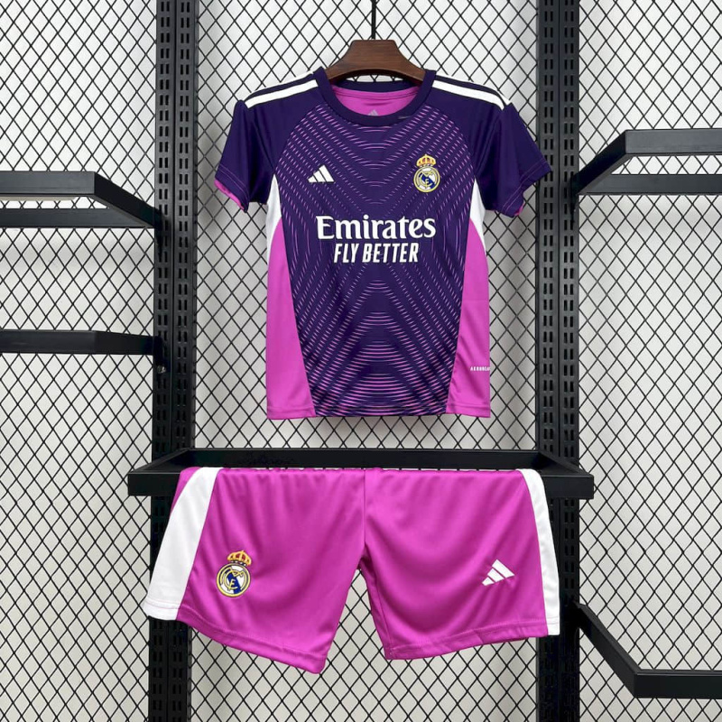 Kids Kit Real Madrid Purple goalkeeper 2025/2026 new season Football Jersey Sports shirt