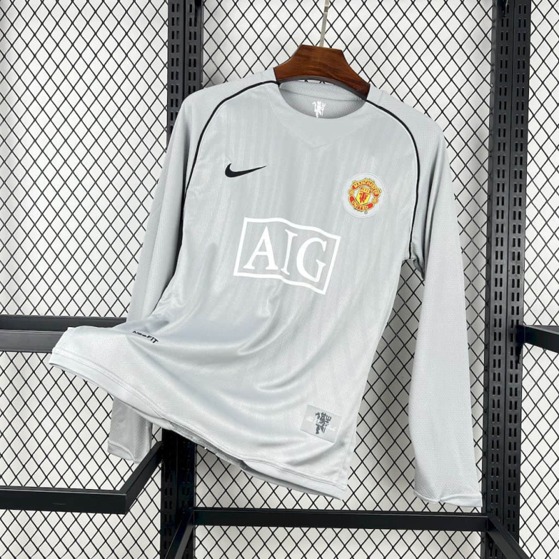 Retro Manchester United Grey Goalkeepe Long Sleeve 2007/08 season Football Jersey Sports shirt