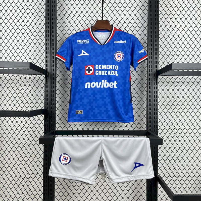 Kids Kit CDSyC Cruz Azul Home 2025/2026 New Season Football Jersey Sports Shirt
