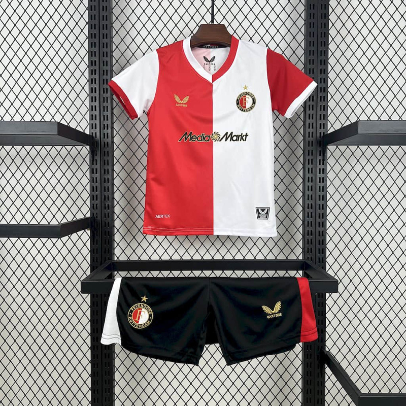 Kids Kit Feyenoord Rotterdam Home 2025/2026 New Season Football Jersey Sports Shirt