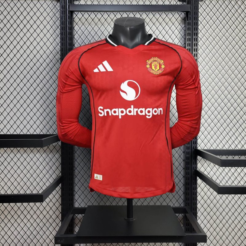 Player Manchester United Home long sleeve 2025/2026 new season Football Jersey Sports shirt