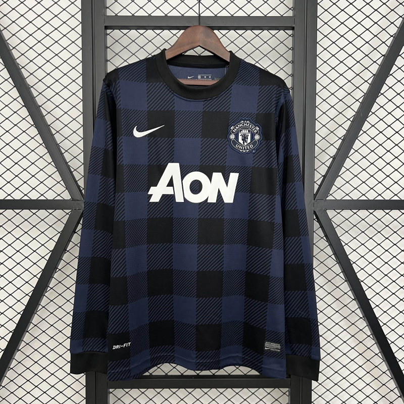 Retro Manchester United Away Long Sleeve 2013/14 Season Football Jersey Sports Shirt