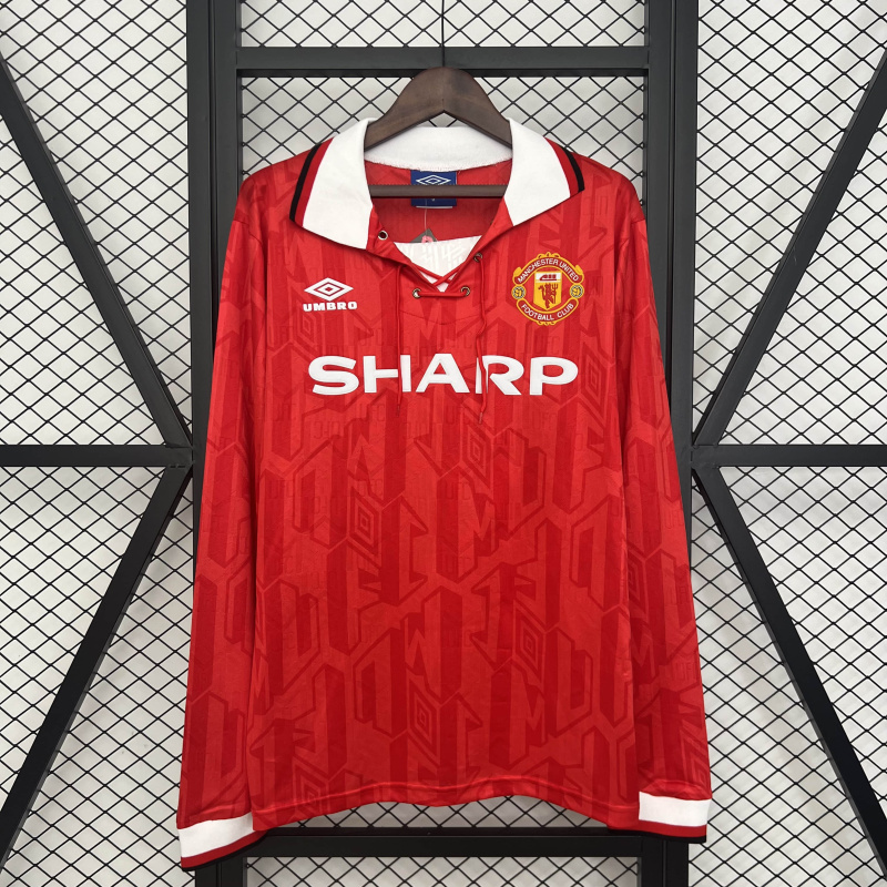 Retro Manchester United Home 92/94 Long Sleeve 2013/14 Season Football Jersey Sports Shirt