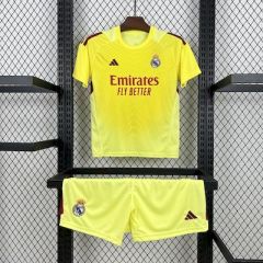 Kids Kit Real Madrid Yellow Goalkeeper 2025/2026 Season Football Jersey Sports Shirt