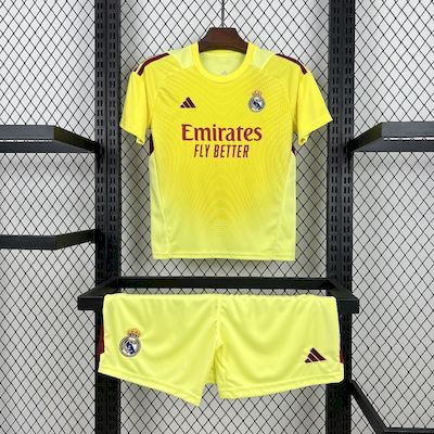 Kids Kit Real Madrid Yellow Goalkeeper 2025/2026 Season Football Jersey Sports Shirt