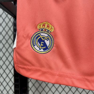 Kids Kit Real Madrid Orange Color Goalkeeper 2025/2026 Season Football Jersey Sports Shirt