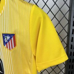 Kids Kit Atletico Madrid Yellow Goalkeeper 2025/2026 New Season Football Jersey Sports Shirt