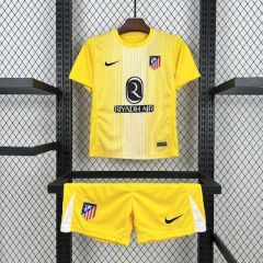 Kids Kit Atletico Madrid Yellow Goalkeeper 2025/2026 New Season Football Jersey Sports Shirt