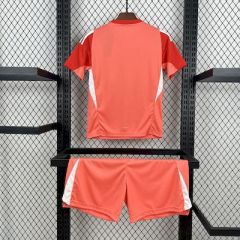 Kids Kit Real Madrid Orange Color Goalkeeper 2025/2026 Season Football Jersey Sports Shirt
