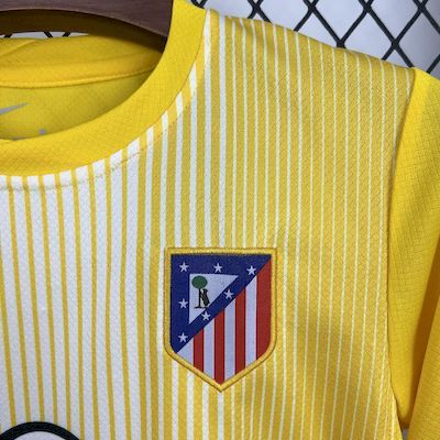 Kids Kit Atletico Madrid Yellow Goalkeeper 2025/2026 New Season Football Jersey Sports Shirt