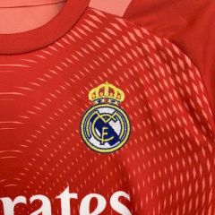 Kids Kit Real Madrid Orange Color Goalkeeper 2025/2026 Season Football Jersey Sports Shirt