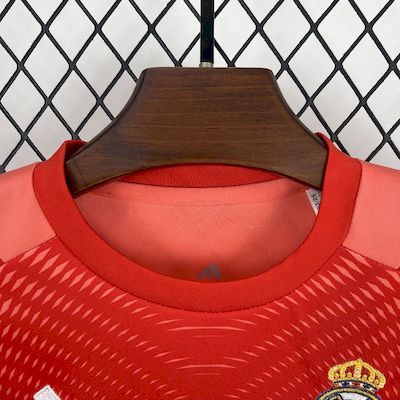 Kids Kit Real Madrid Orange Color Goalkeeper 2025/2026 Season Football Jersey Sports Shirt