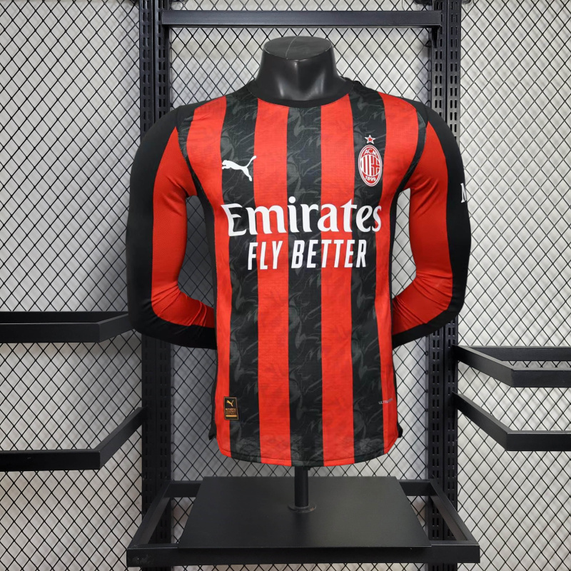 Player AC Milan Home Long Sleeve 2025/2026 Season Football Jersey Sports Shirt