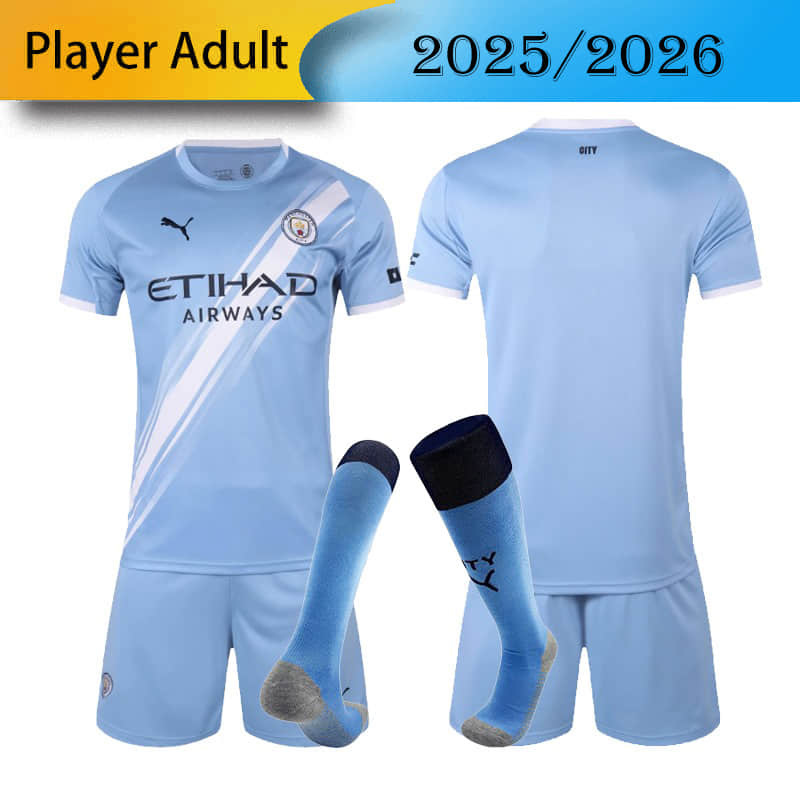 Player Manchester City Home 2025/2026 shirt+shorts+sock kit Football team shirt Jersey
