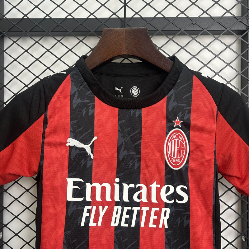 kids AC Milan home 2025/2026 shirt+shorts+socks kit Football team shirt Jersey