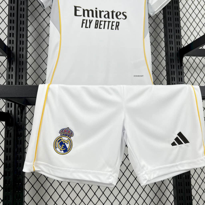 KIDS Real Madrid home 2025/2026 shirt+shorts+sock kit Football team shirt Jersey