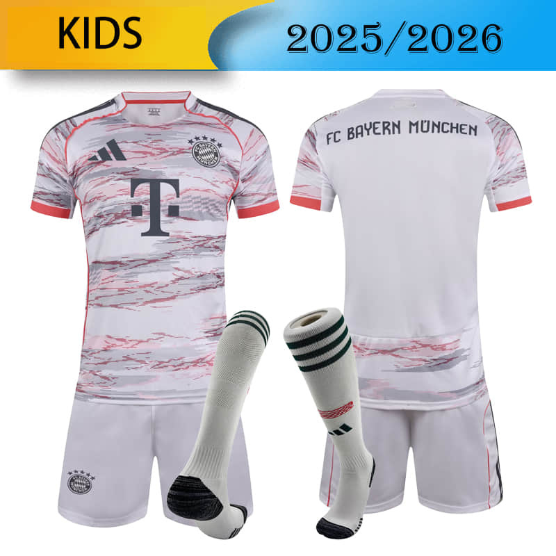 KIDS Bayern Munich away 2025/2026 shirt+shorts+sock kit Football team shirt Jersey