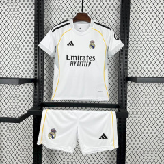 KIDS Real Madrid home 2025/2026 shirt+shorts+sock kit Football team shirt Jersey