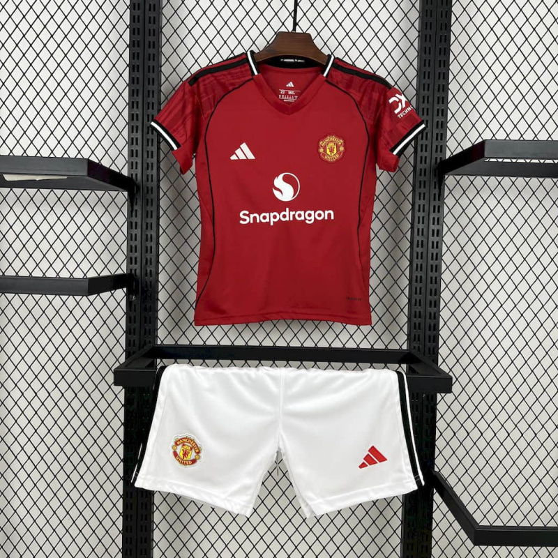 KIDS Manchester United home 2025/2026 shirt+shorts+sock kit Football team shirt Jersey
