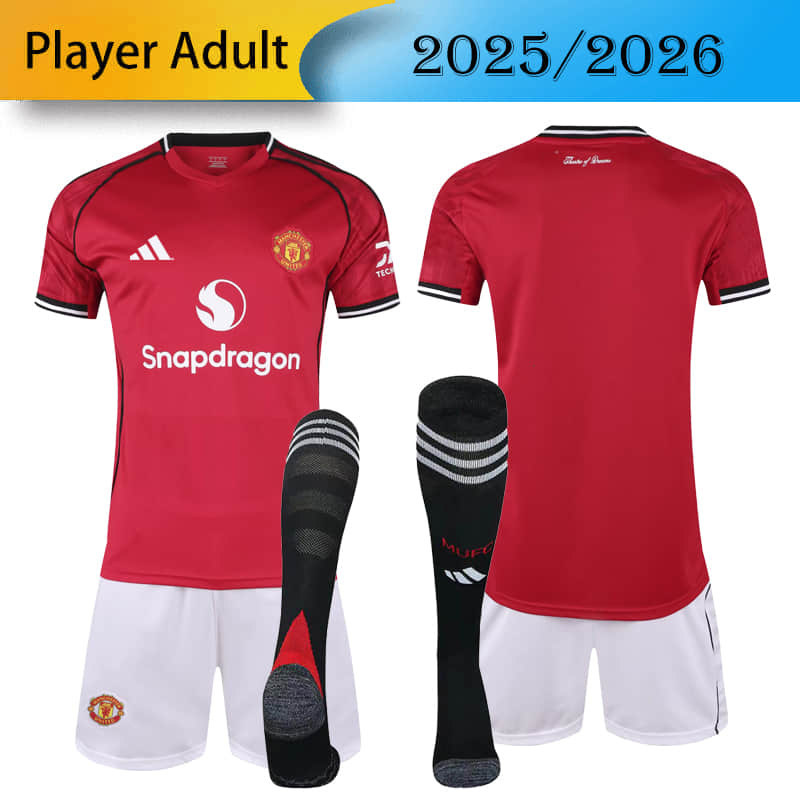 Player Manchester United home 2025/2026 shirt+shorts+sock kit Football team shirt Jersey