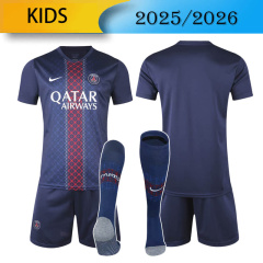 KIDS PSG home 2025/2026 shirt+shorts+sock kit Football team shirt Jersey