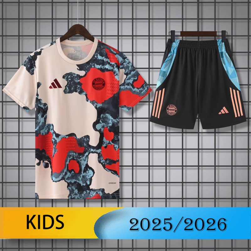 KIDS Bayern Munich Short Sleeve Training Kit 2025/2026 New Season Football Jersey Sports Shirt